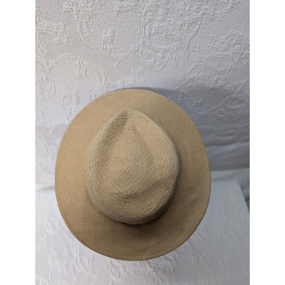 Stetson Panama M 7 1/8 Straw Hat Leather Hat Band Lined Front Brim - Picture 5 of 7